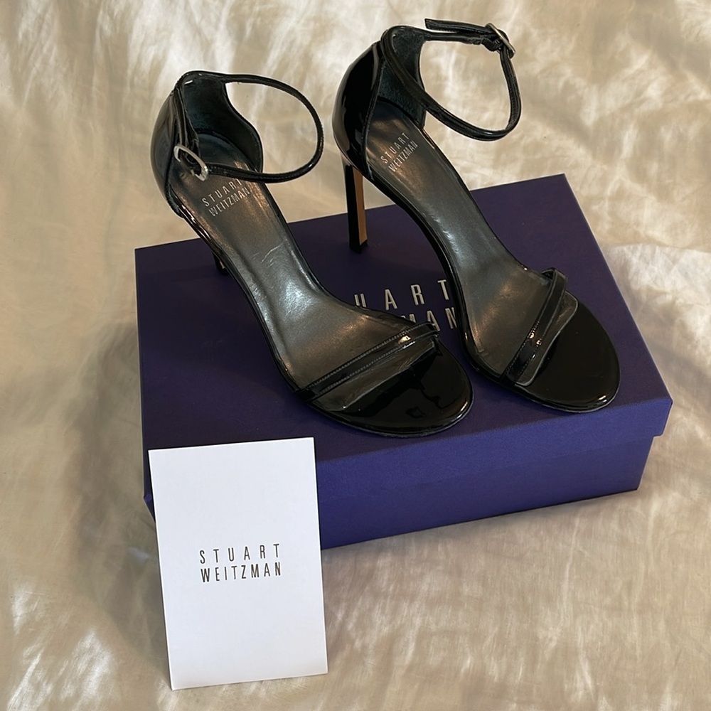 Stuart Weitzman Nudistsong 3 7/8” Heel, Black Patent, Sz 6 - Picture 2 of 11